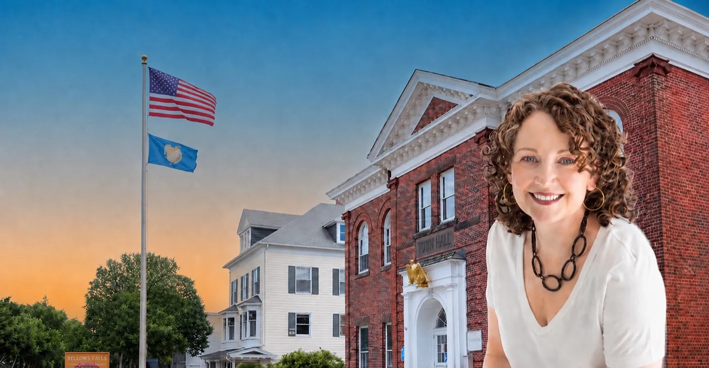 Aimee Berger-Girvalo standing in front of the Connecticut State Capitol